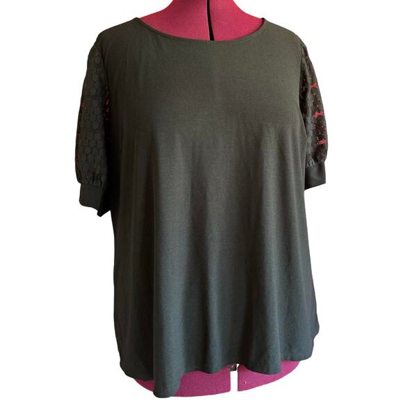 Womens Tops Size 2x Black Lace Sleeve Soft Goth Professional Business Casual - Picture 1 of 8